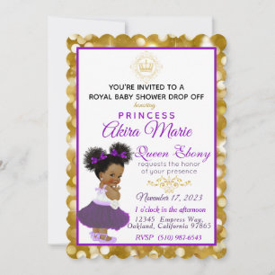 Kunglig afrikansk prinsessa lila Guld Glitter Fin Inbjudningar