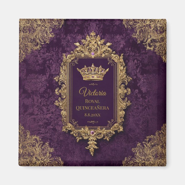 Kunglig ametist Quinceañera, specialdesignad Magnet (Framsidan)