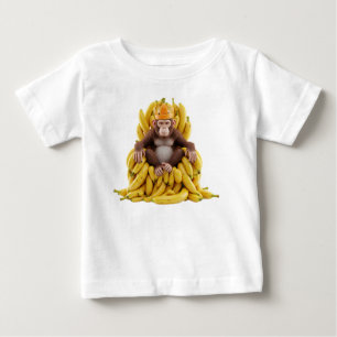 Kunglig apa: schimpansking på en tron av färsk t shirt