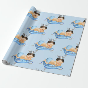 Kunglig Baby Blue & Silver Kuddpåse Pojke Presentpapper