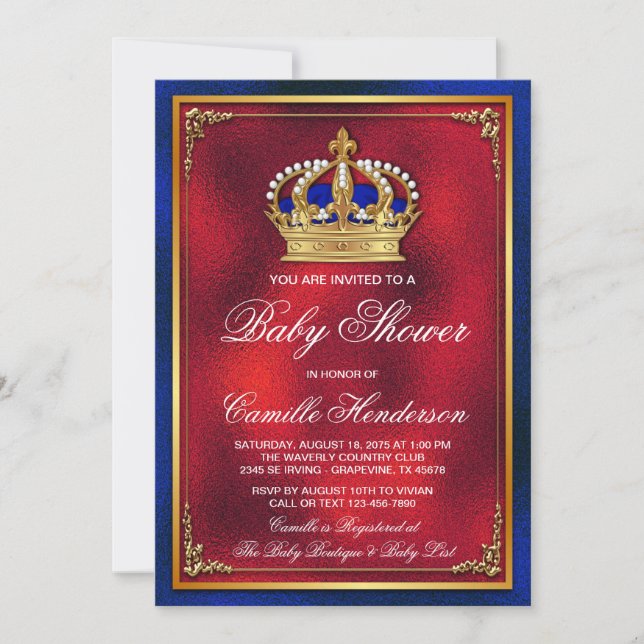 Kunglig Baby Shower Inbjudan (Framsida)