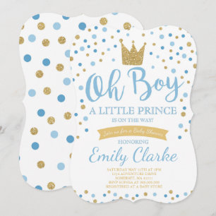 Kunglig Baby Shower Inbjudan Little Prince