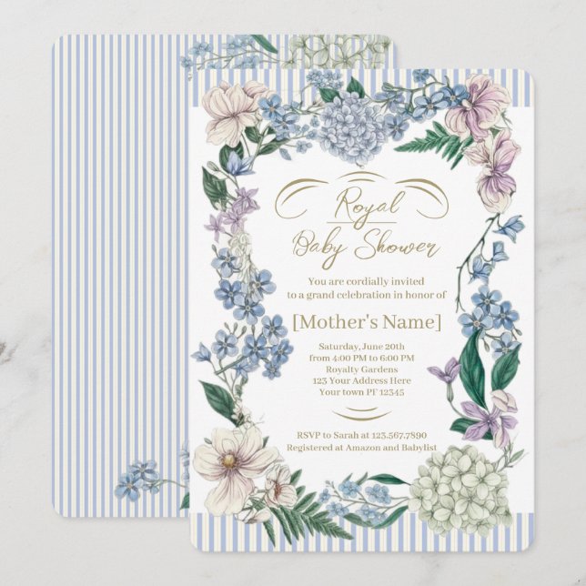 Kunglig Baby Shower Inbjudningar (Fram/baksida)