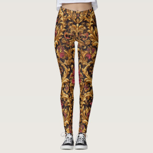 Kunglig Barock Blomma med Guldornament Leggings