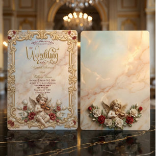 Kunglig Barock Kerub Violin Konst Bröllop Inbjudningar