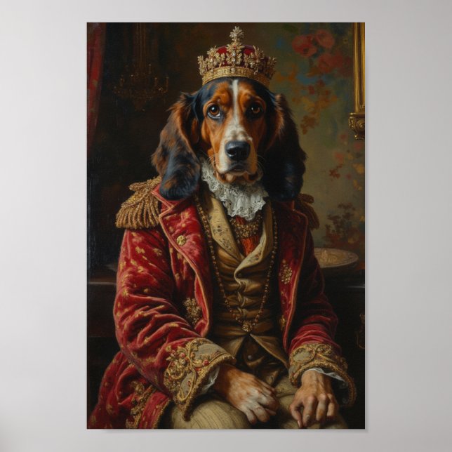 Kunglig Basset Hound-porträtt Poster (Framsidan)
