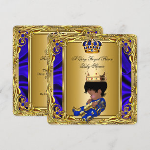Kunglig blå baby shower regal guld pojke 2 inbjudningar