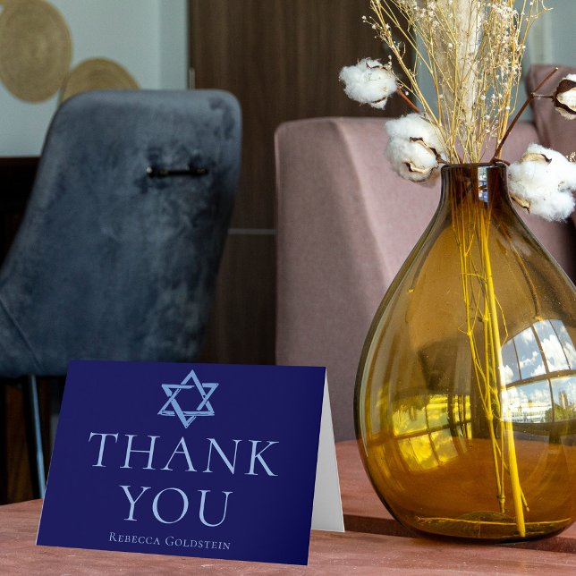 Kunglig blå Bar Mitzvah-stjärna av David Anpassad Tack Kort (Skapare uppladdad)