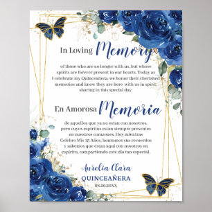 Kunglig Blå Blommig Quinceanera 16 I Kärleksfullt Poster