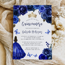 Kunglig Blå Blommig Quinceañera
