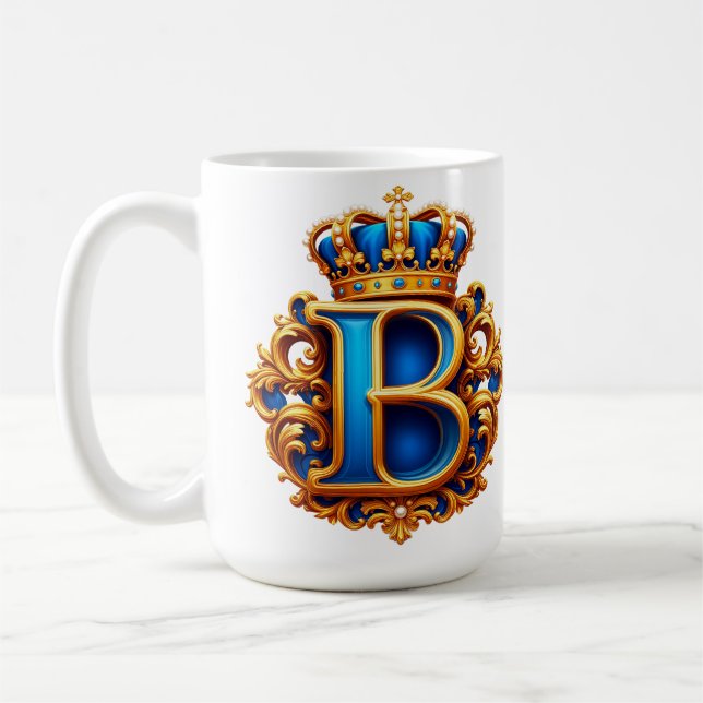 Kunglig blå bokstav B-monogram Kaffemugg (Vänster)
