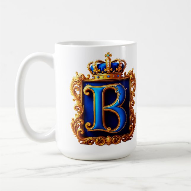 Kunglig blå bokstav B-monogram Kaffemugg (Vänster)