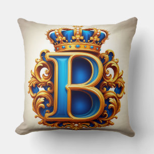 Kunglig blå bokstav B-monogram Kudde