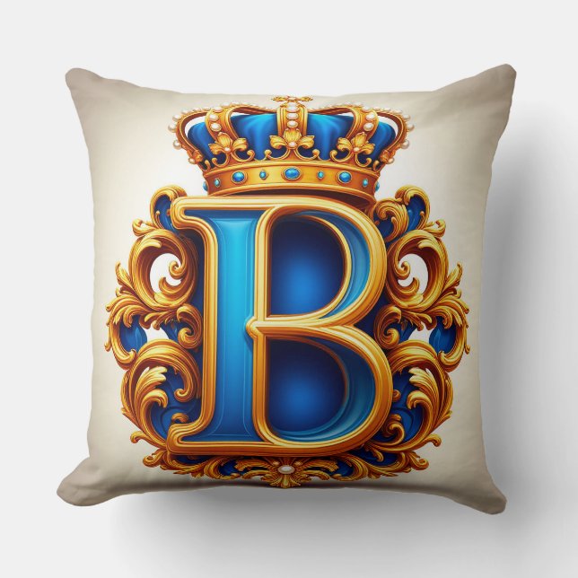 Kunglig blå bokstav B-monogram Kudde (Framsida)