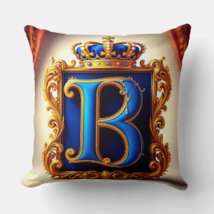 Kunglig blå bokstav B-monogram Kudde