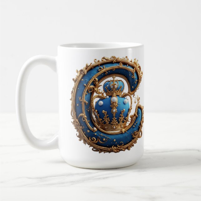 Kunglig blå bokstav C-monogram Kaffemugg (Vänster)