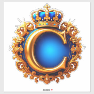 Kunglig blå bokstav C-monogram Klistermärken