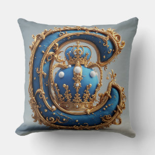 Kunglig blå bokstav C-monogram Kudde