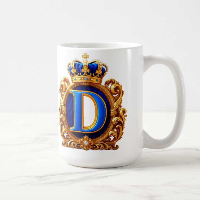 Kunglig blå bokstav D-monogram Kaffemugg (Höger)