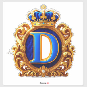 Kunglig blå bokstav D-monogram Klistermärken