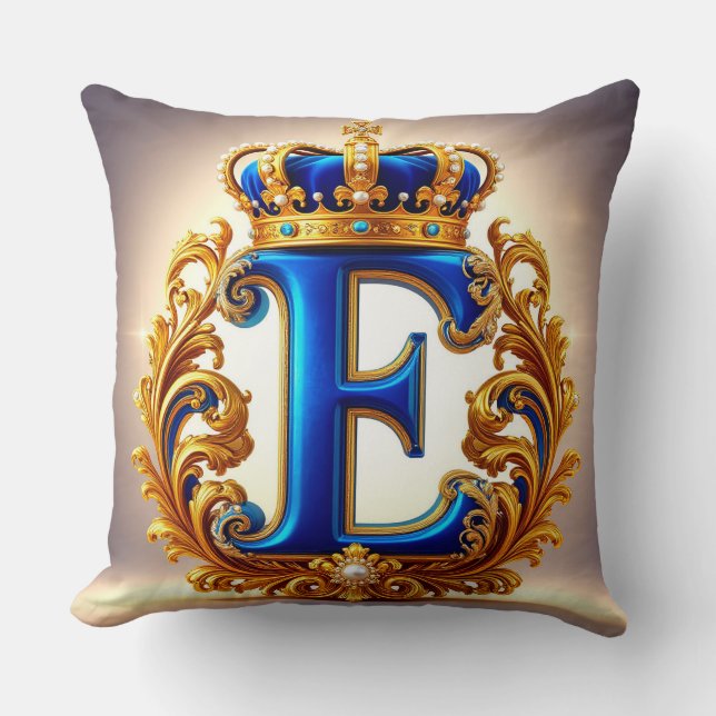Kunglig blå bokstav E monogram Kudde (Framsida)