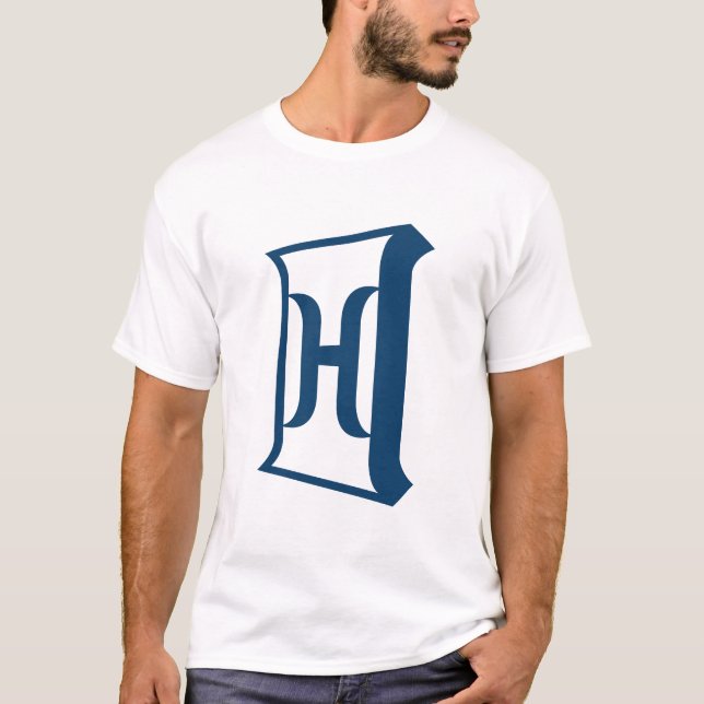 Kunglig blå bokstav H Elegant initialmonogram T Shirt (Framsida)