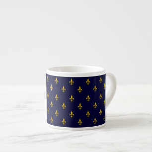 Kunglig blå Fleur De Lis-mönster Espressomugg
