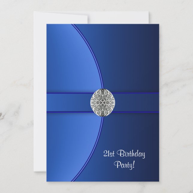 Kunglig blå födelsedagsfest inbjudningar (Framsida)