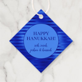 Kunglig blå folie randig Hanukkah Personlig Gåvor Etiketter