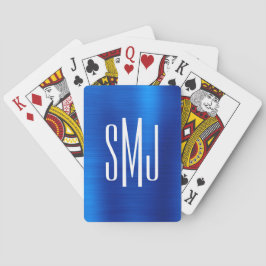 Kunglig blå folie tre bokstäver monogram casinokort