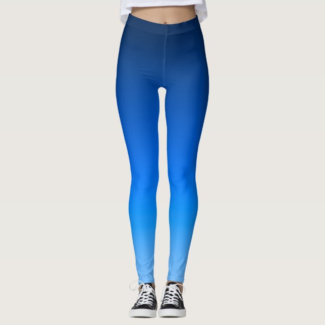 Kunglig blå gradient modern ombre atletisk leggings (Framsida)