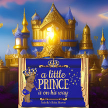 Kunglig blå guld draperar prinsens baby shower etn