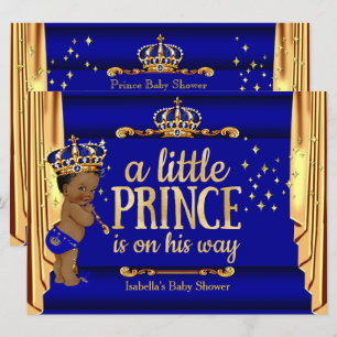 Kunglig blå guld draperar prinsens baby shower etn inbjudningar
