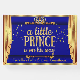 Kunglig blå guld draperar prinsens baby shower gästböcker