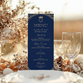 Kunglig Blå Guld Elegant Bröllop Meny