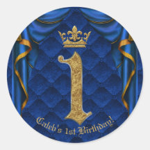 Kunglig Blå & Guld Kron 1-års Födelsedagsfest