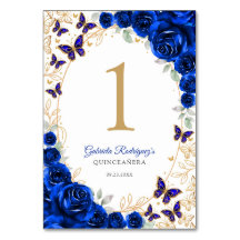 Kunglig blå guldblommig Quinceanera