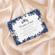 Kunglig blå gyllene tiara blomster Quinceañera