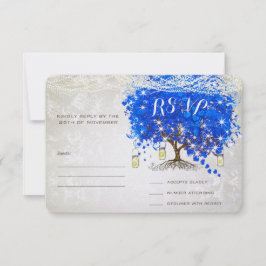 Kunglig Blå Hjärtbladsträd Bröllop RSVP OSA Kort