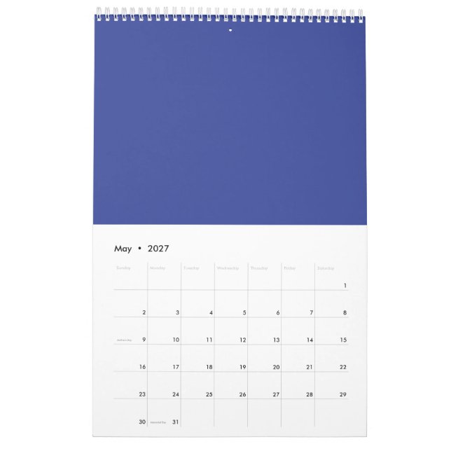 Kunglig blå höst elegans kalender (May 2027)