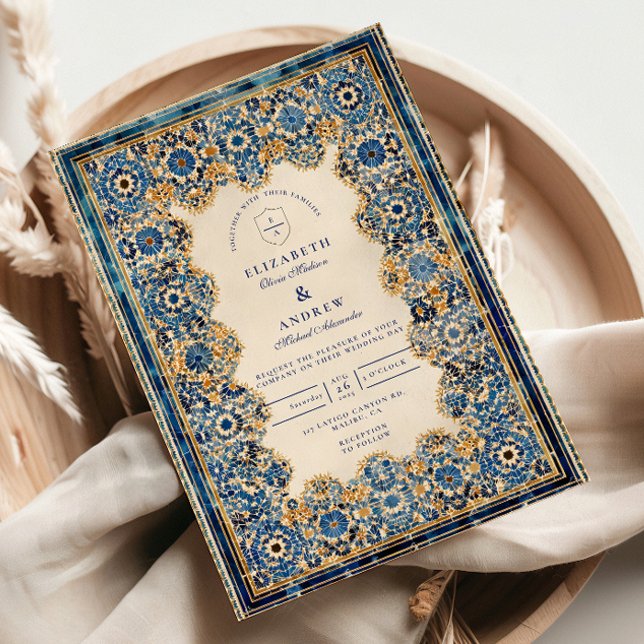 Kunglig Blå Islamisk Bröllop Inbjudningar (Skapare uppladdad)