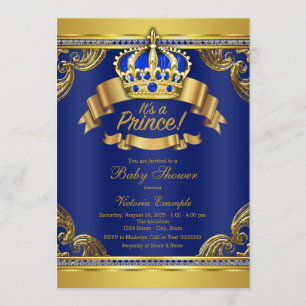 Kunglig blå krona prins baby shower inbjudningar