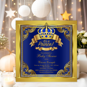 Kunglig blå krona prins baby shower inbjudningar