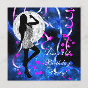 Kunglig Blå Ljusrosa 21-års Födelsedagsfest Inbjudningar