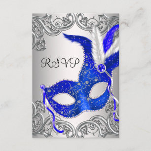 Kunglig blå maskeradfest RSVP OSA Kort