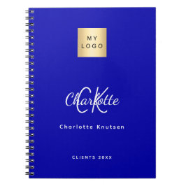 Kunglig blå monogram företagslogotyp anteckningsbok