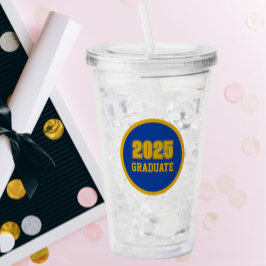 Kunglig blå och gul skol färger examensår take away mugg