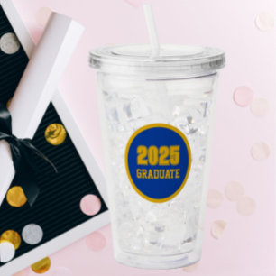 Kunglig blå och gul skol färger examensår take away mugg