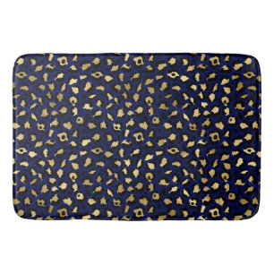 Kunglig blå och guld glamourös leopardfläckar tryc badrumsmatta