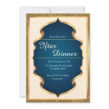 Kunglig blå och guld Iftar middagsinbjudan